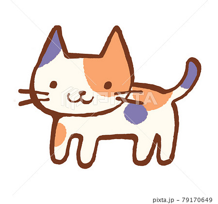 三毛猫のかわいい手描きイラストのイラスト素材