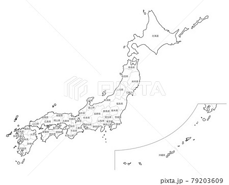 日本地図 地図 日本 白地図のイラスト素材