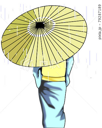 和傘 着物のイラスト素材
