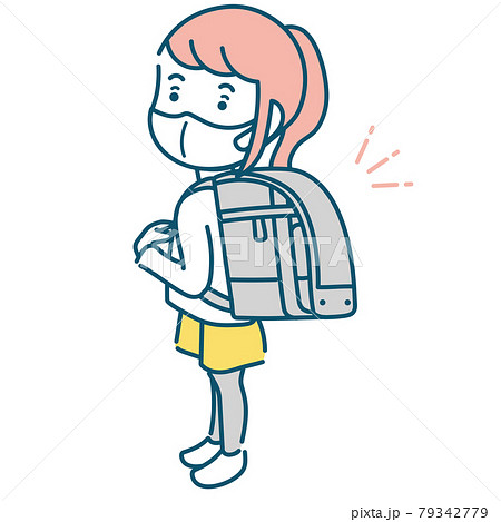 ランドセル 女の子のイラスト素材