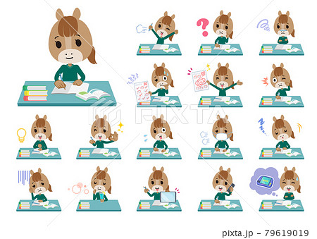 キャラクター 可愛い 動物 勉強のイラスト素材