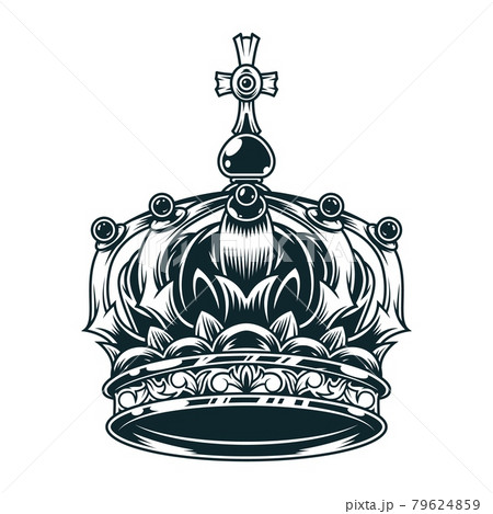冠 王冠 モノクロ イラスト 白黒の写真素材