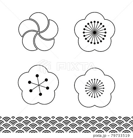 梅 イラスト 梅イラスト 白黒のイラスト素材