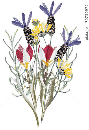 春 花 貼り絵 植物のイラスト素材