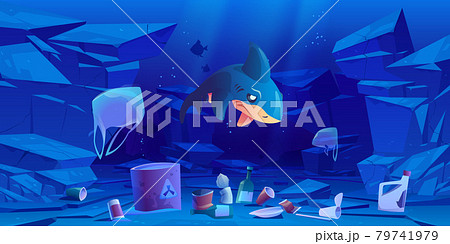 海のゴミのイラスト素材