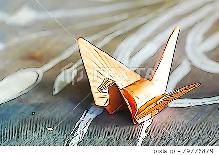 折鶴 鶴 イラスト 折り紙の写真素材
