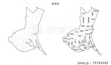 茨城 茨城県 地図 白地図のイラスト素材