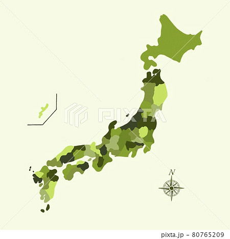 日本 日本地図 日本列島 手描きのイラスト素材