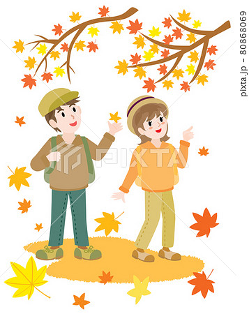 紅葉狩りのイラスト素材