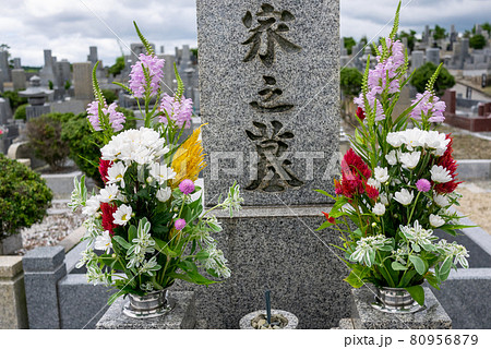 墓参り 花の写真素材