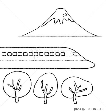 新幹線 富士山のイラスト素材