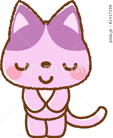 イラスト 動物 紫色 キャラクターの写真素材