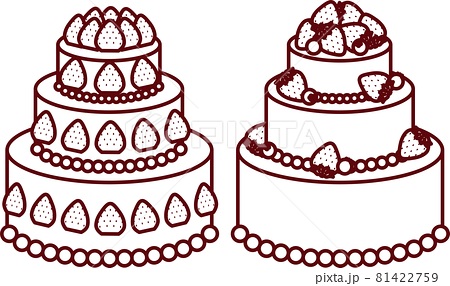 三段ケーキのイラスト素材