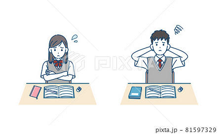 中学生 高校生 勉強 ベクターのイラスト素材
