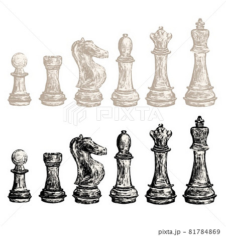 チェス 駒 ポーン クイーンのイラスト素材
