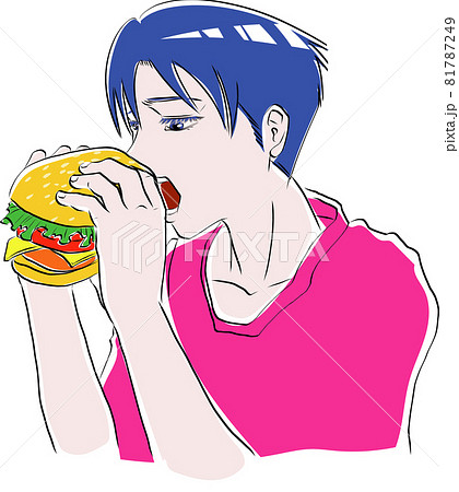 ハンバーガー 食べるのイラスト素材