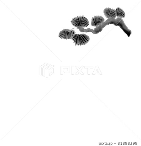 松 水墨画 イラスト 墨のイラスト素材