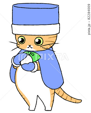猫 擬人化 雪遊び イラストのイラスト素材