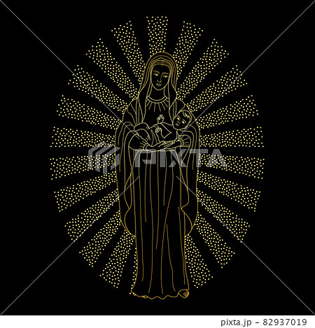 Virgin Mary Holding Baby Jesusのイラスト素材