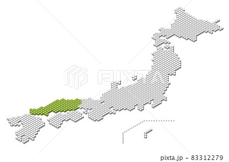 中国地方 日本列島 日本地図 日本のイラスト素材