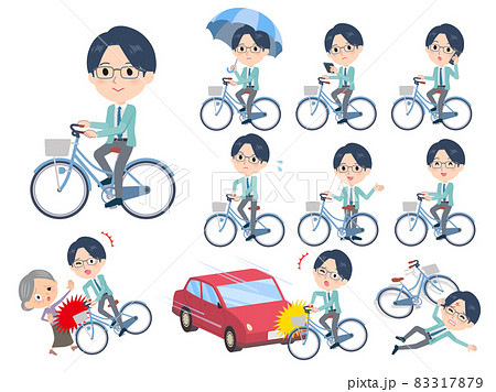 自転車転倒のイラスト素材