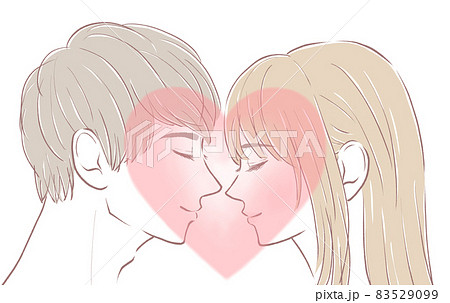 キス ハート 横顔 人物のイラスト素材