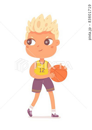 小さい バスケットボール バスケ 男の子のイラスト素材