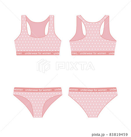 Vector panties. Set of four types of women underwear - pink and