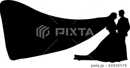 ウェディング ウェディングドレス ブライダル シルエットのイラスト素材