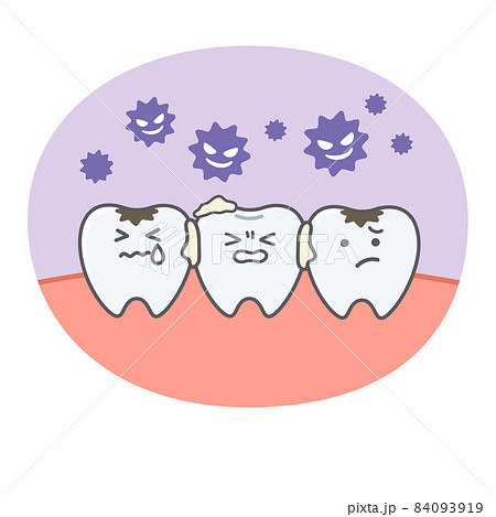歯 虫歯菌 かわいい ゆるいのイラスト素材