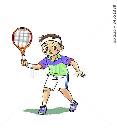 人物 テニス 男性 ボレーのイラスト素材
