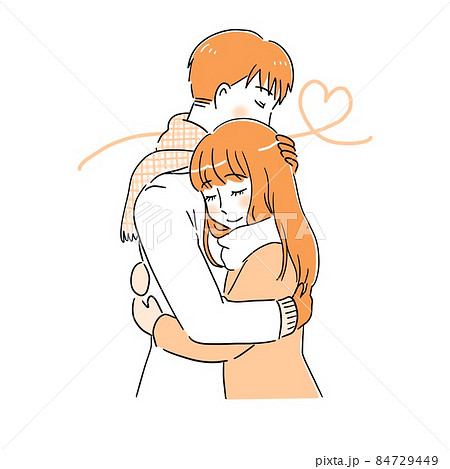 カップル 男女 ハグ 人物のイラスト素材