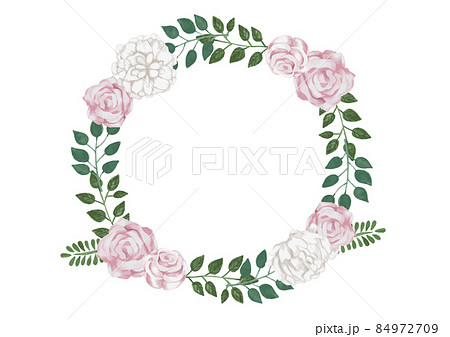 ベクター 花フレーム ボタニカル 丸フレームのイラスト素材
