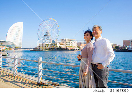 横浜 横浜港 大桟橋 カモメの写真素材