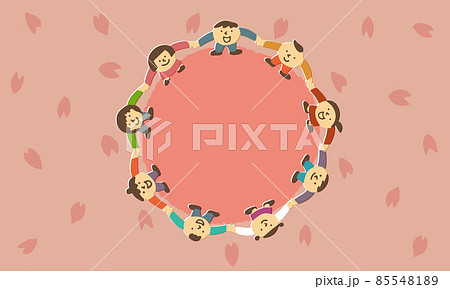 人物 グループ 手 円陣のイラスト素材