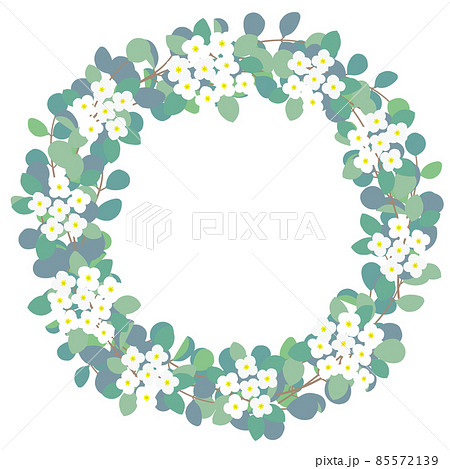 ベクター 花フレーム ボタニカル 丸フレームのイラスト素材