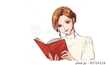 本を読む女性のイラスト素材