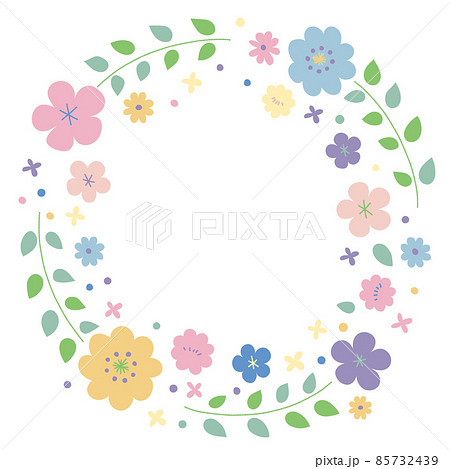 フレーム 花 植物 リースのイラスト素材