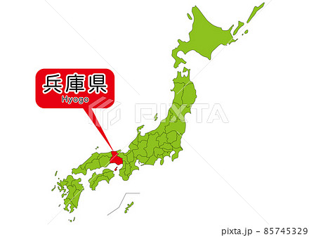 兵庫県地図のイラスト素材