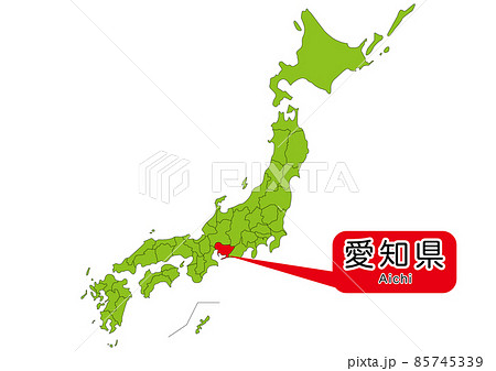 愛知県の地図のイラスト素材