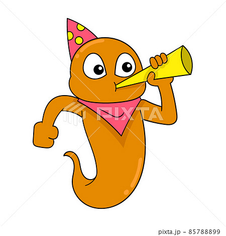 ラッパを吹く トランペットの写真素材