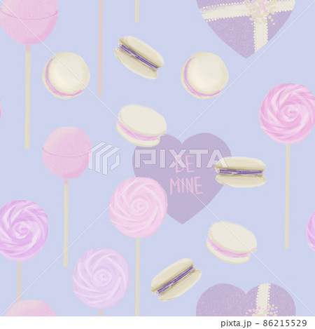 Seamless Pattern With Illustration Of Candys Andのイラスト素材