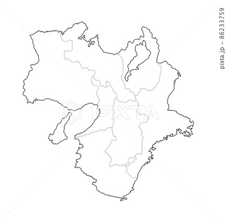 大阪 大阪府 地図 白地図のイラスト素材