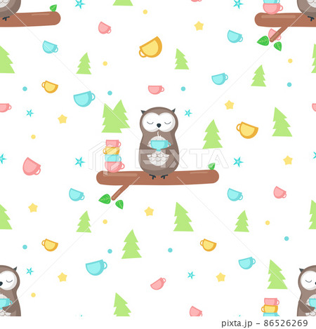 背景素材 背景 壁紙 フクロウのイラスト素材