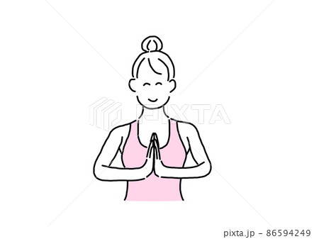 呼吸筋 ストレッチ 女性 エクササイズのイラスト素材