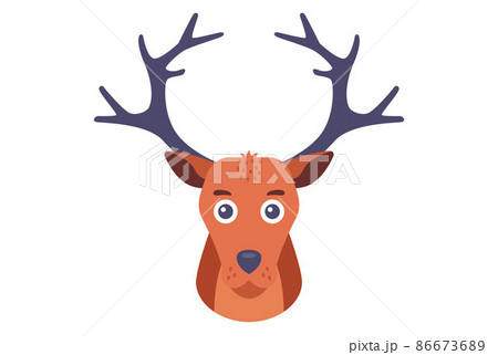 横顔 鹿 鼻 角のイラスト素材