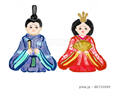 雛人形 おひなさま 筆描き 手書きのイラスト素材 - PIXTA