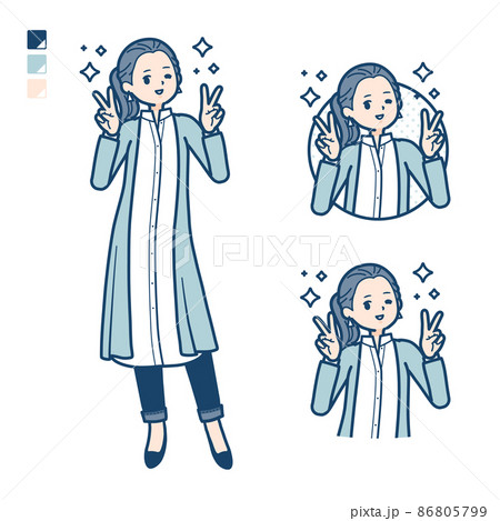 ピースポーズのイラスト素材