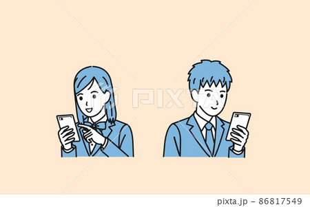 スマホを見る人のイラスト素材