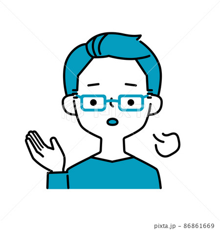 ため息 悩み イラスト 男性 ポーズ かわいい 呆れるの写真素材